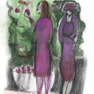 The Apple Pickers, pastel, 48 x 63 cm