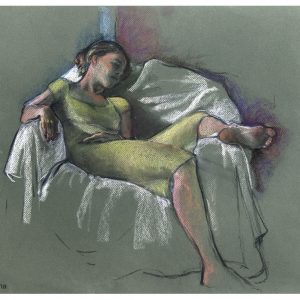 The Dancer in Green, pastel, 48 x 63 cm