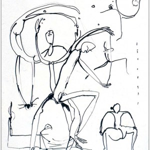 The Jugglers Play, pen and ink, 65 x 50 cm