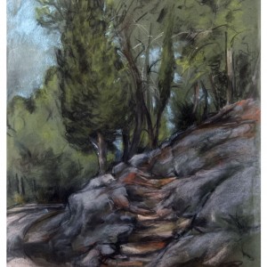 Stone Stairway in the Jerusalem Forest, pastel, 65 x 50 cm