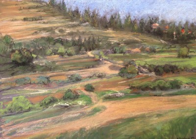 A View From Beit Zayit, pastel, 50 x 56 cm