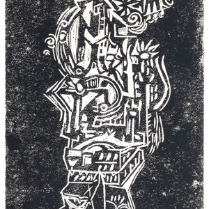 City Woman, linoleum print, 15 x 22 cm