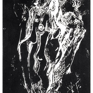 Modern Man 1, linoleum print, 15 x 22 cm