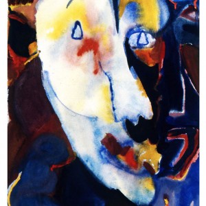 Two Clowns, gouache, 56 x 76 cm
