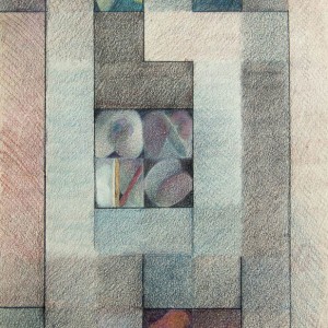 Fossils, colored pencils, 38 x 53 cm