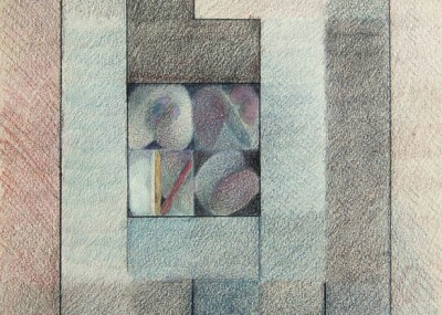 Fossils, colored pencils, 38 x 53 cm