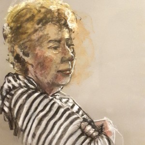 A Woman Waits, pastel, 48 x 63 cm