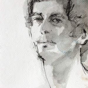 He Watched, pen and watercolor wash, 22 x 30 cm