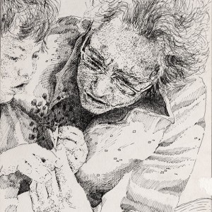 The Finding, pen and ink, 25 x 19 cm